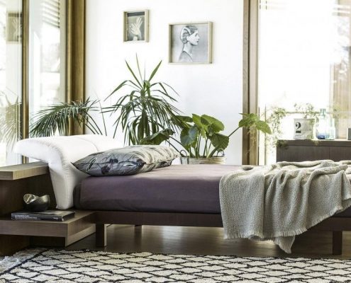 Letto testiera bassa, anche centro stanza