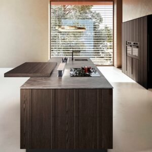 Cucina isola in legno scuro serie VM